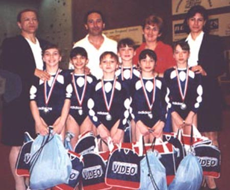 Steaua's Junior team and their coaches at a dual meet with  GTV De Hazenkamp held in Nijmegen, Netherlands